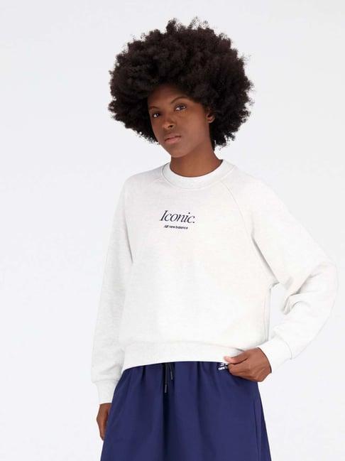 new balance white cotton printed sports sweatshirt