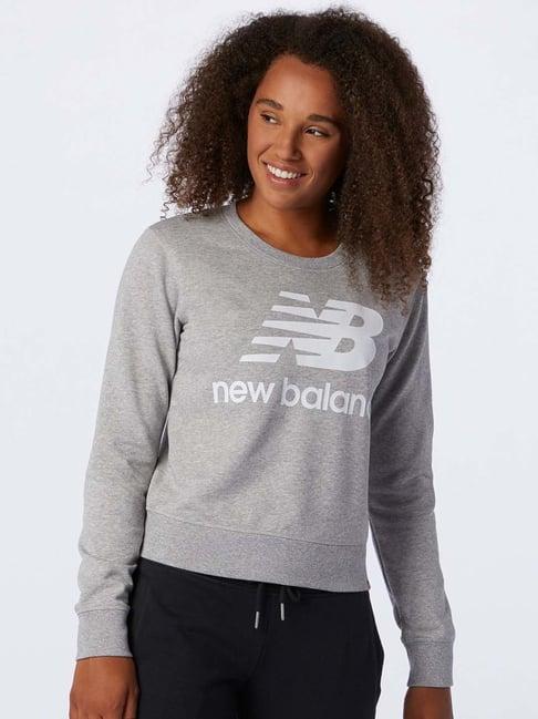 new balance grey cotton printed sports sweatshirt