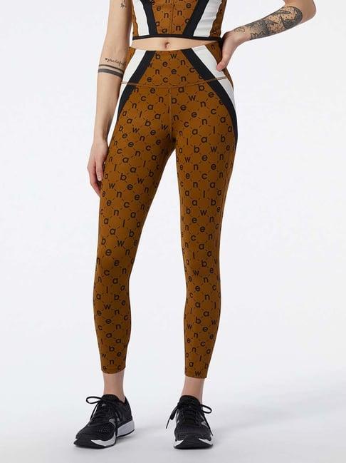 new balance brown printed sports tights