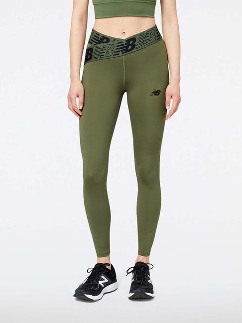 new balance olive green printed sports tights