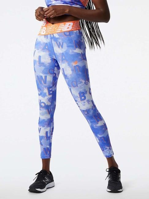 new balance blue printed sports tights