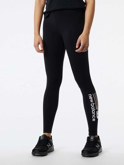 new balance black cotton printed sports tights