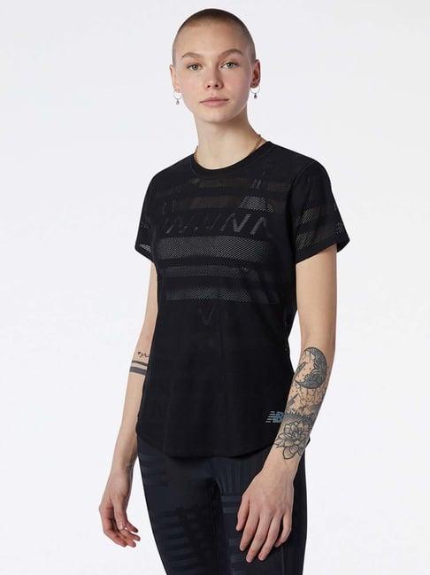 new balance black printed sports t-shirt