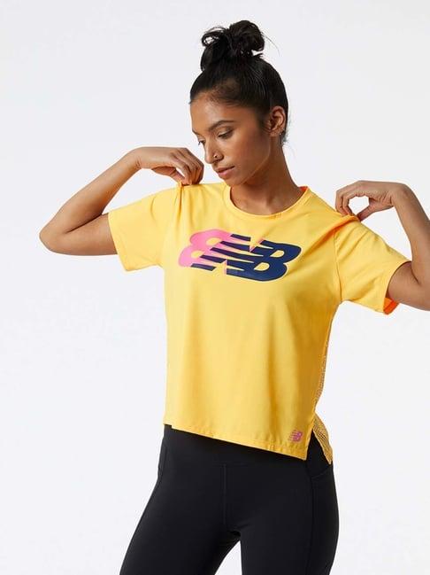 new balance yellow printed sports t-shirt