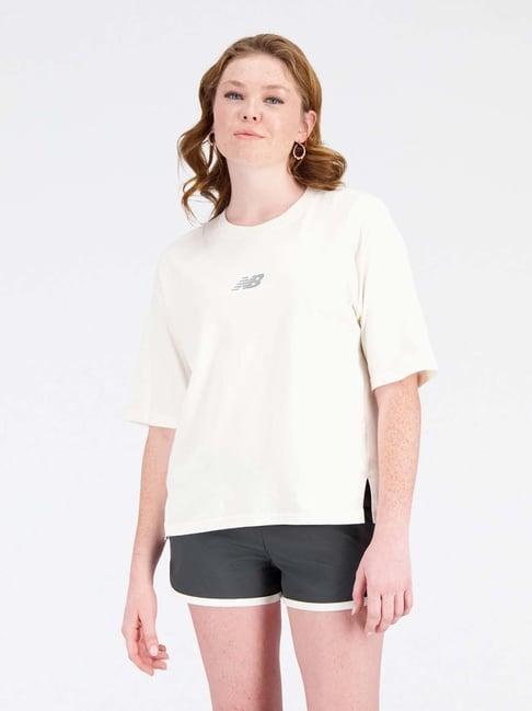 new balance white cotton printed sports t-shirt