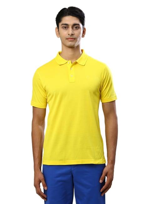 raymond yellow cotton contemporary fit polo t-shirt