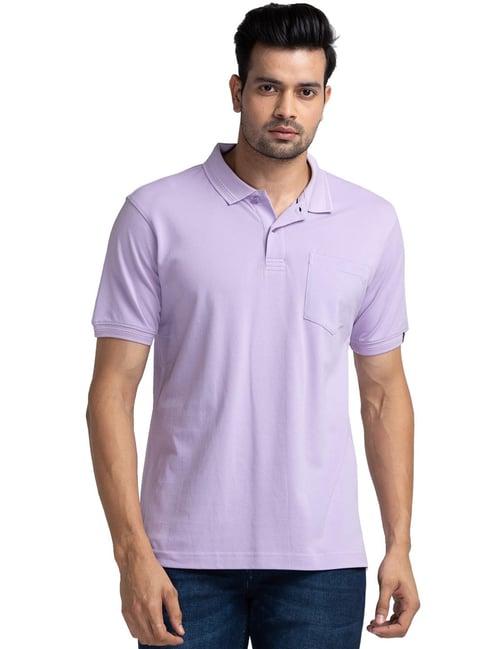 raymond violet cotton contemporary fit texture polo t-shirt