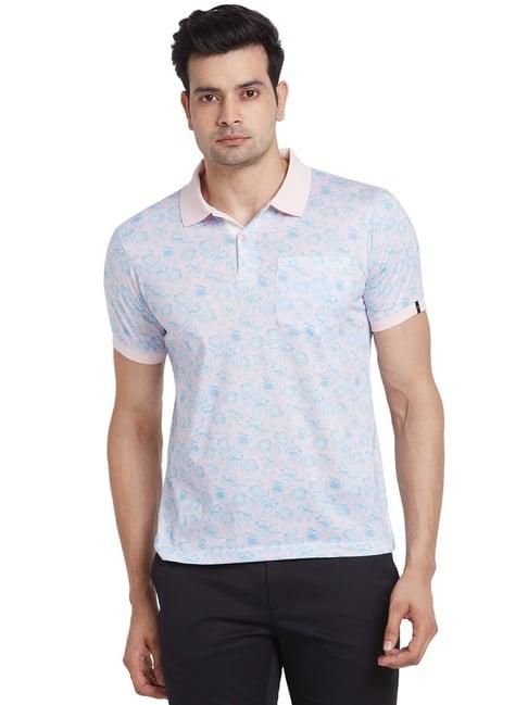 raymond red cotton contemporary fit printed polo t-shirt