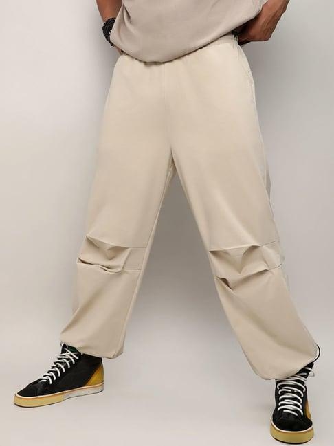 campus sutra white regular fit trousers