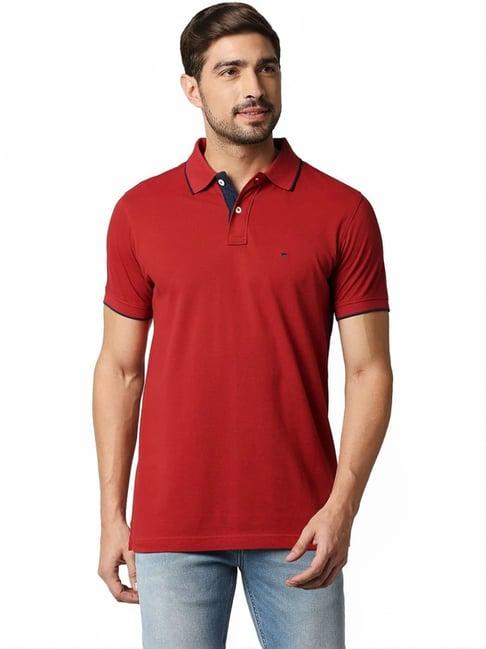 basics red muscle fit polo t-shirt