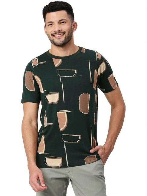 basics green muscle fit printed t-shirt