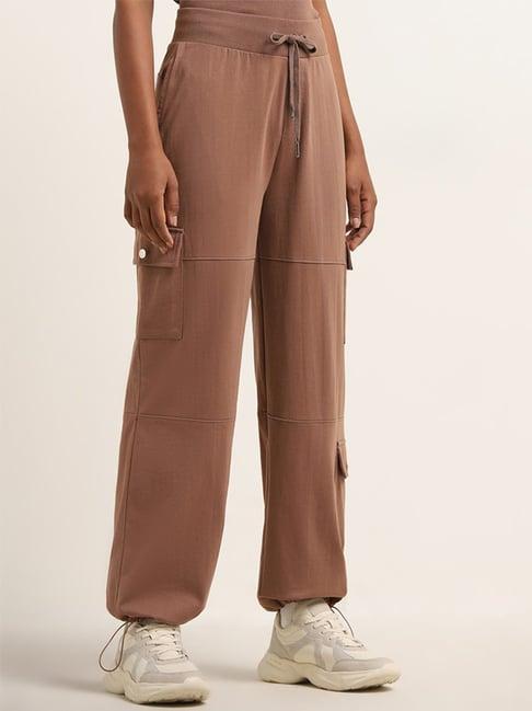 studiofit by westside brown parachute-style high-rise track pants