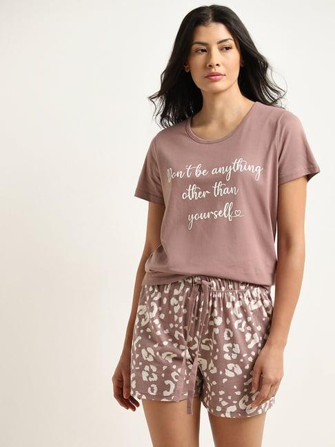 wunderlove by westside brown text design cotton t-shirt