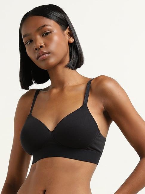 superstar by westside black padded non-wired cotton blend bra