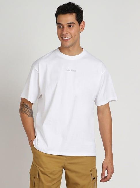 lee white loose fit printed t-shirt