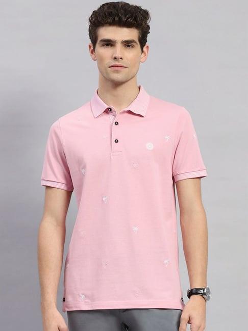 monte carlo pink regular fit embroidered polo t-shirt