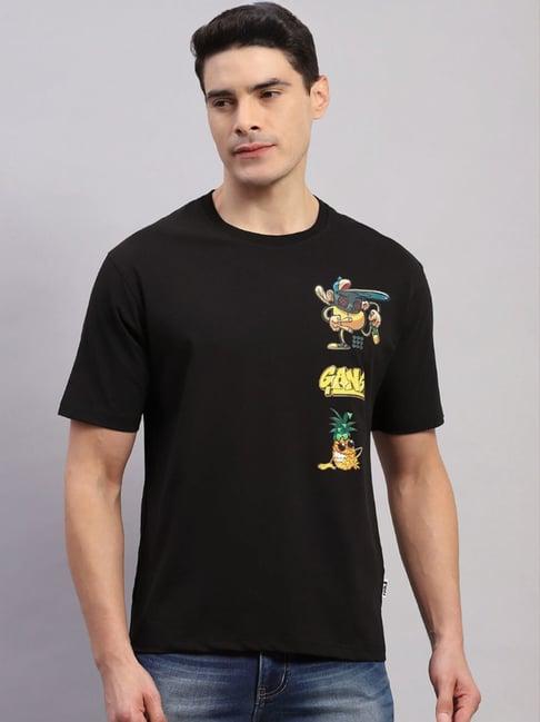 rock.it black regular fit printed t-shirt