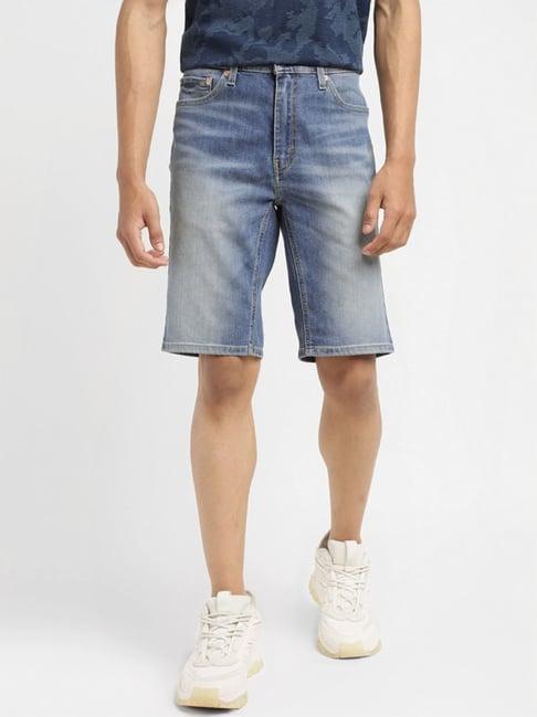 levi's blue regular fit denim shorts