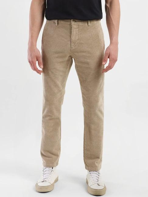 levi's khaki slim fit striped trousers