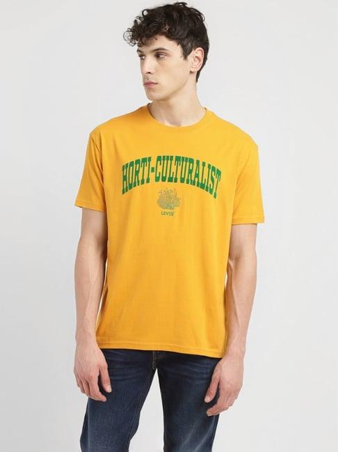 levi's yellow regular fit printed t-shirt