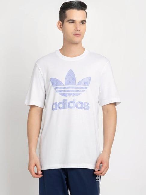 adidas originals white cotton regular fit printed t-shirt