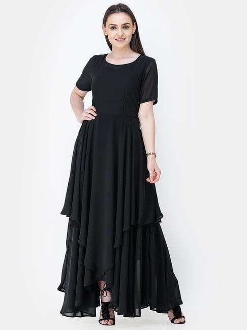 scorpius black regular fit maxi dress