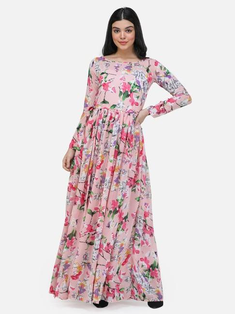 scorpius pink floral print maxi dress