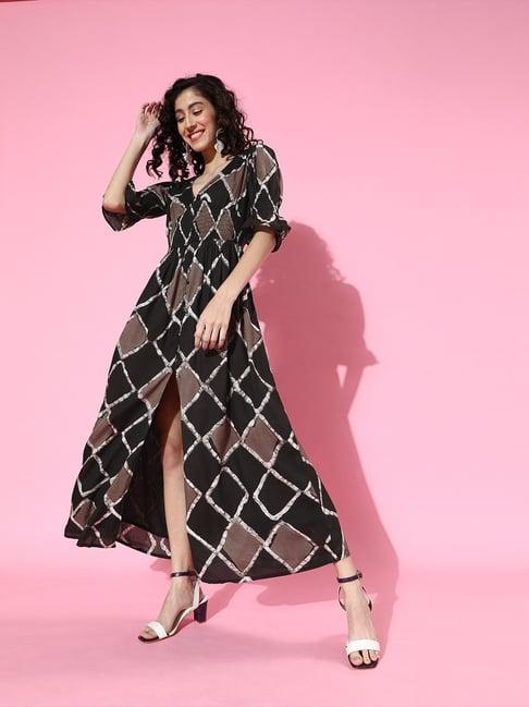 scorpius brown & black printed maxi dress