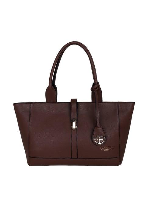 carlton london brown solid large handbag