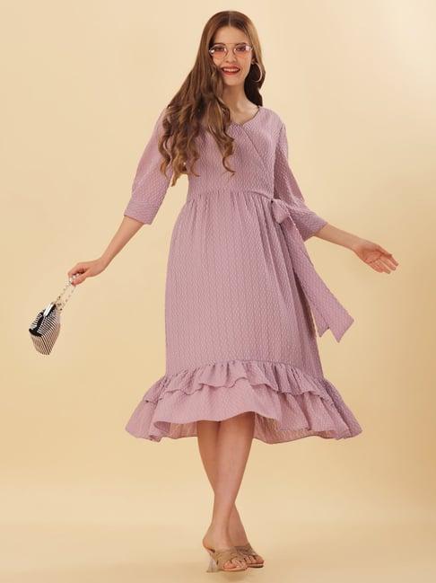 prettify mauve self design wrap dress