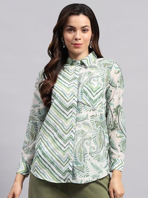 monte carlo green printed shirt