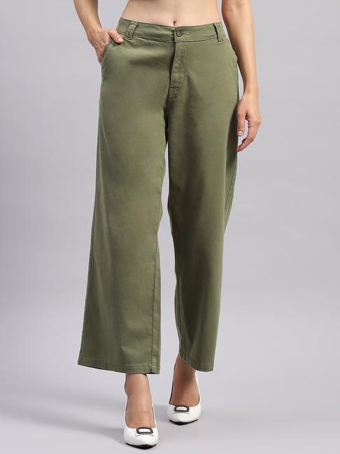 monte carlo olive bootcut low rise trousers