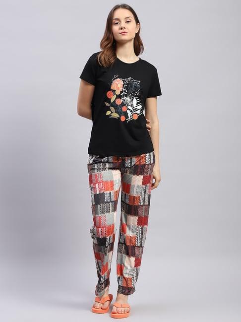 monte carlo black printed t-shirt with pyjamas