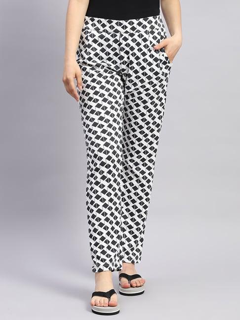 monte carlo white & black polyester blend printed pyjamas