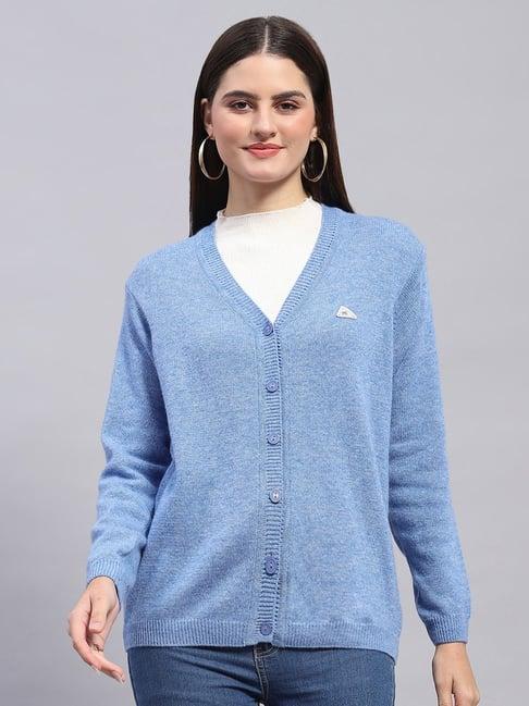 monte carlo sky blue wool regular fit cardigan