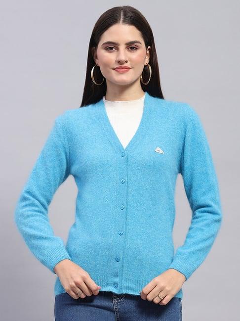 monte carlo turquoise wool textured cardigan