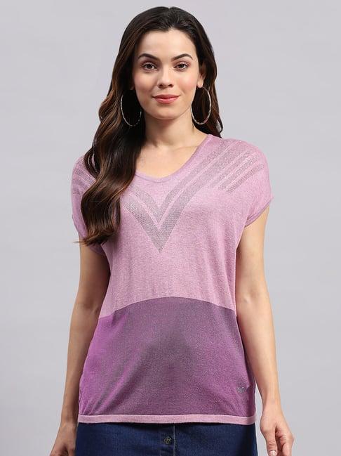 monte carlo pink & purple cotton self design top