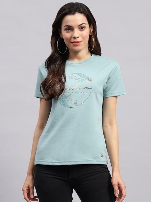 monte carlo sea green embellished t-shirt