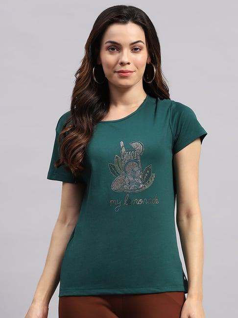 monte carlo dark green embellished t-shirt