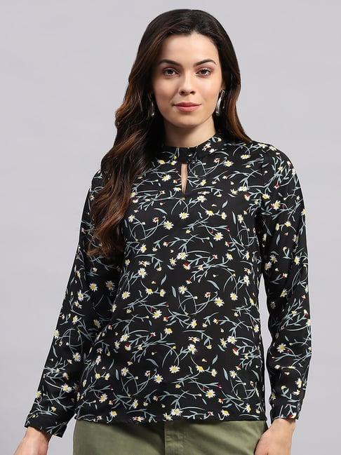 monte carlo black floral print top