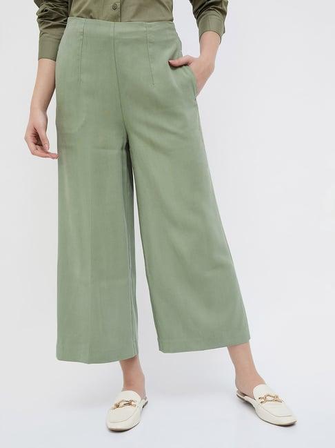 code by lifestyle sage green regular fit mid rise pants