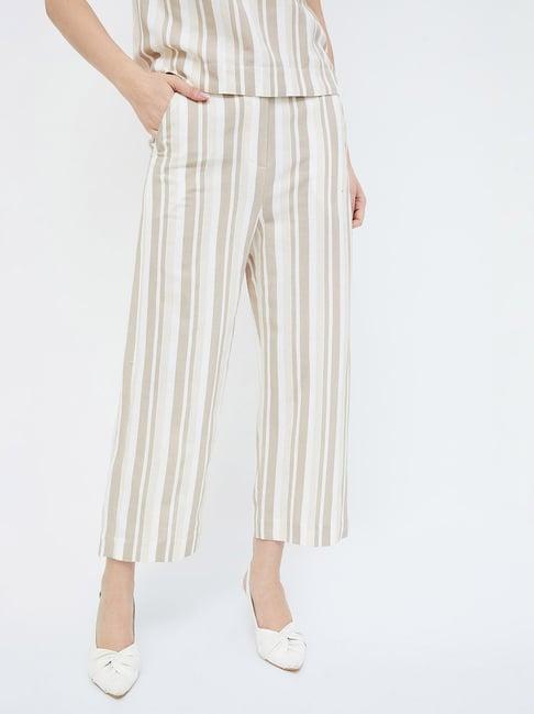 code by lifestyle pink & white striped regular fit mid rise pants