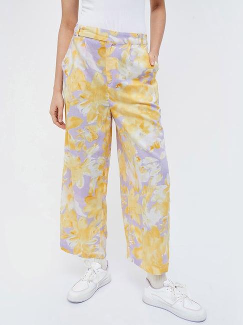 ginger by lifestyle multicolor printed regular fit mid rise pants