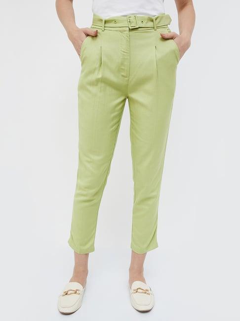 code by lifestyle mint green regular fit mid rise pants