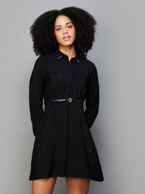 fame forever by lifestyle black regular fit shirt dress