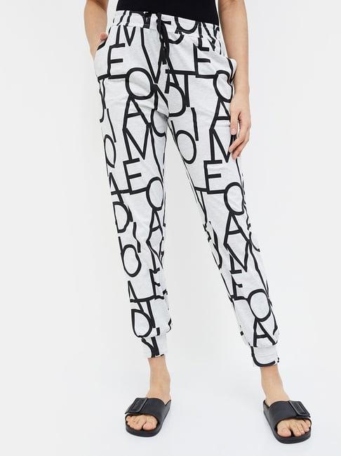 ginger by lifestyle grey & black cotton graphic print pyjamas