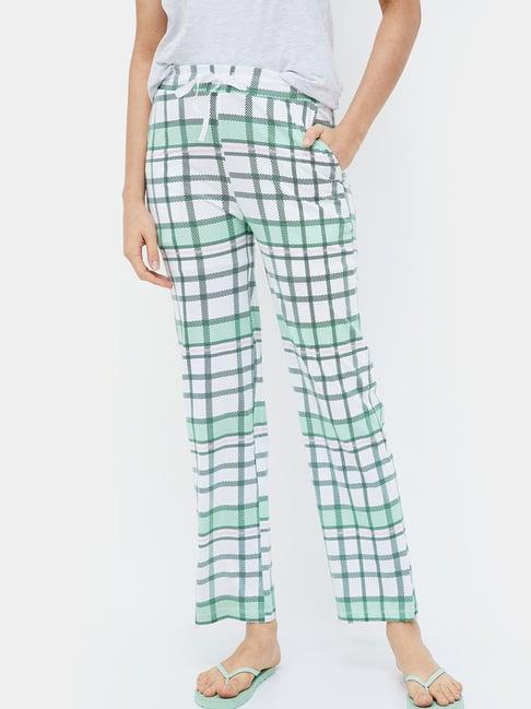 ginger by lifestyle green & white cotton checks pyjamas