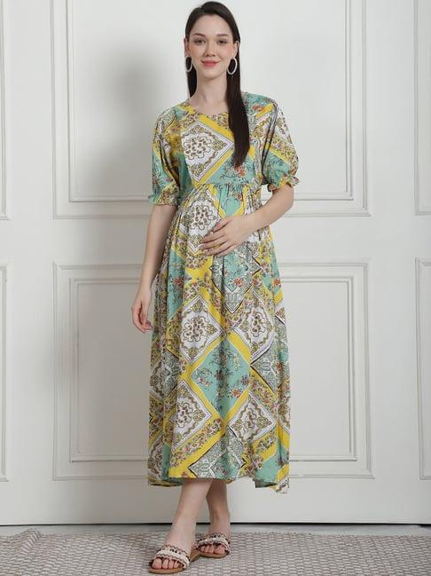 secret wish multicolor printed maternity night dress