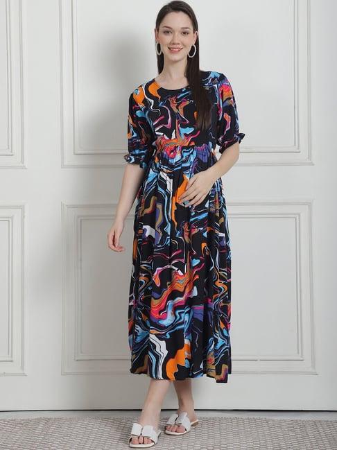 secret wish multicolor abstract print maternity night dress