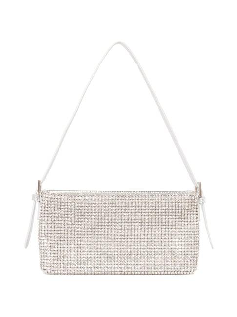 forever new silver embellished medium shoulder handbag